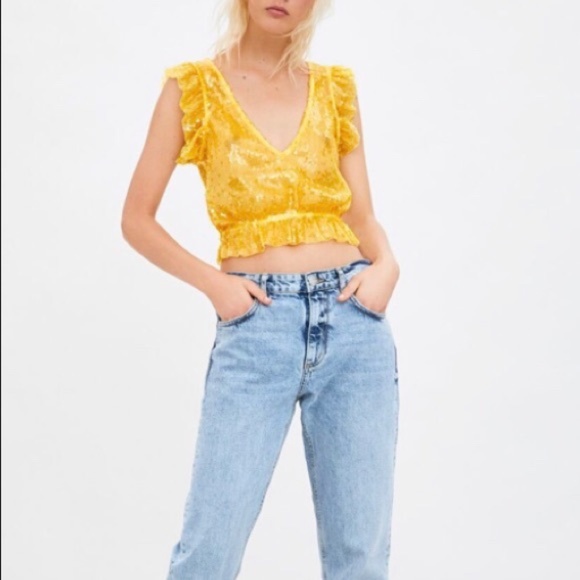 ZARA Yellow Sequin Top - Picture 3 of 9